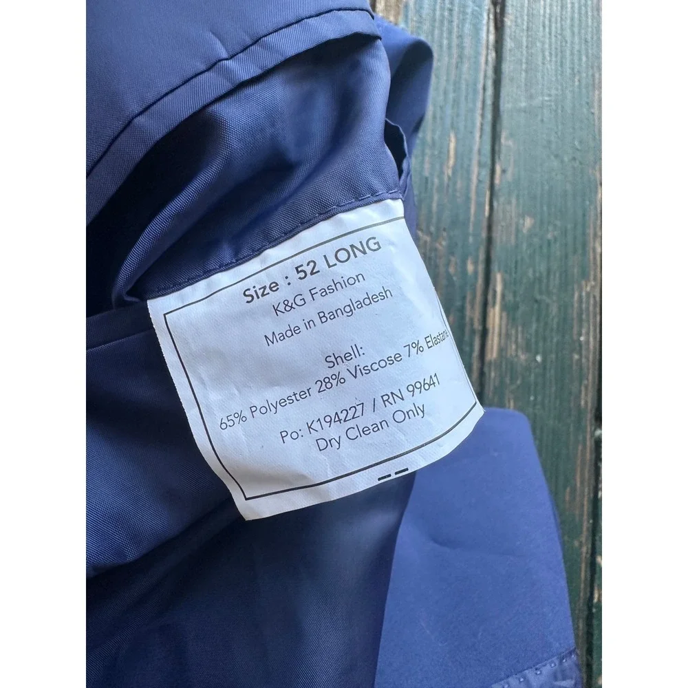 Joseph Abboud Mens Royal Blue 2-Piece Suit Jacket 52 Long Pants 47 Long Stretch